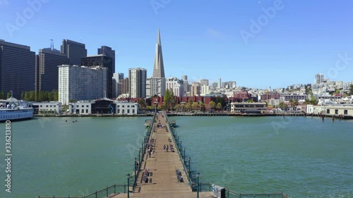 4K Aerial Video of Pier 7 and Downtown San Francisco