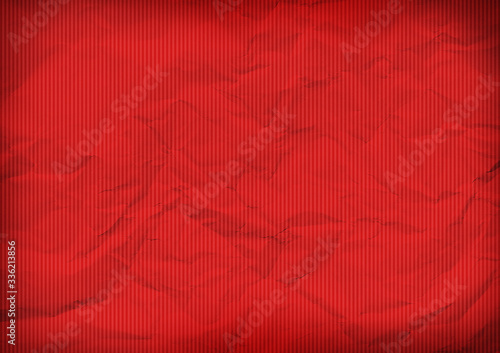 Red crumpled horizontal striped paper background