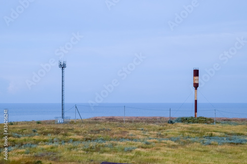Seaside landscape by Sea of Azov, the village of For the Motherland.