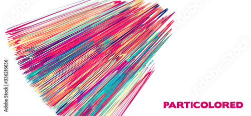 Multicolor template with motley abstraction on white. Vector graphics