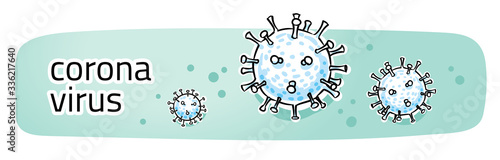 Corona virus pandemic banner. Hand drawn line art cartoon vector illustration.