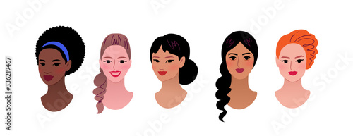 Collection of multiethnic female profile pictures