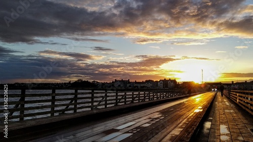 railway bridge at sunset