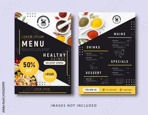 Restaurant menu modern style black color