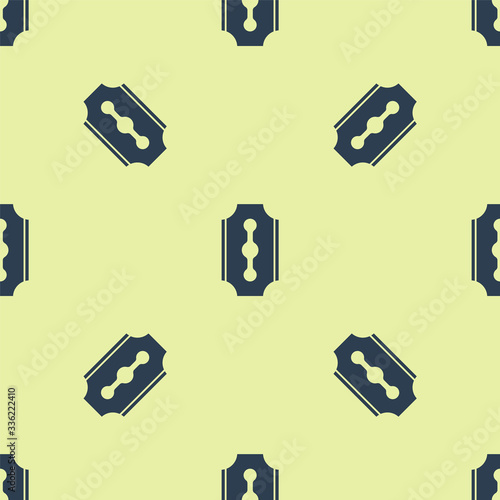 Blue Blade razor icon isolated seamless pattern on yellow background. Vector Illustration