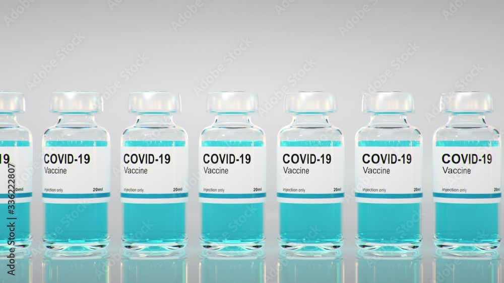 Coronavirus Covid -19 vaccine bottle. SARS-CoV-2. Vaccine batch 3d rendering animation. Seamless loop 4k Coronavirus Covid -19 vaccine bottle. SARS-CoV-2. Vaccine batch 3d rendering animation. Seamless loop 4k