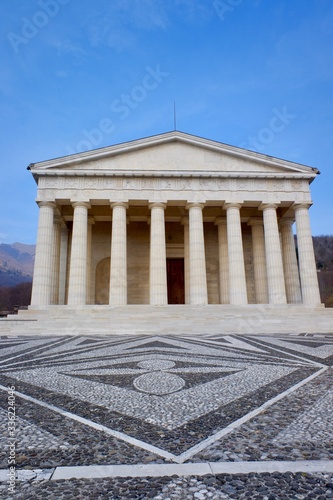 The Temple of Canova is a Roman Catholic parish church built in a severe Neoclassical style, based on the designs of Antonio Canova. It is located on a hilltop in Possagno, Treviso, Italy