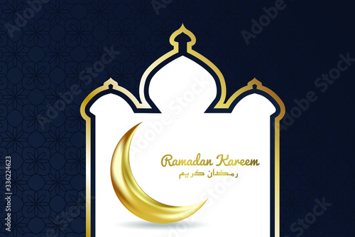 Ramadan Kareem islamic greeting crescent symbol background vector design