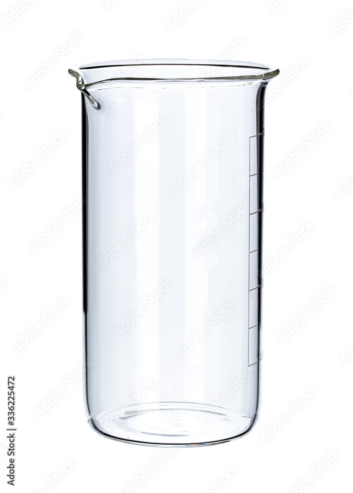 Laboratory glassware for liquids on white background, close up Laboratory glassware for liquids on white background, close up