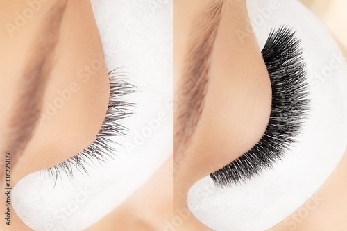 Obraz na plátně Eyelash extension procedure before after