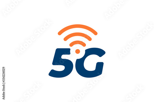 5G network connection business symbol. 5th generation wireless internet technology icon. Vector 5 G communication emblem design template