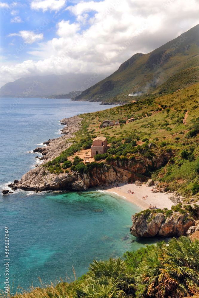 Italy - Sicily - riserva dello zingaro ( natural riserve ) beautiful beach and trekking road for the tourist coming from every part of the world