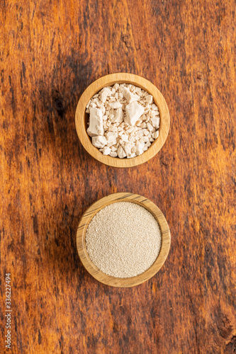 Dried and fresh yeast blocks.