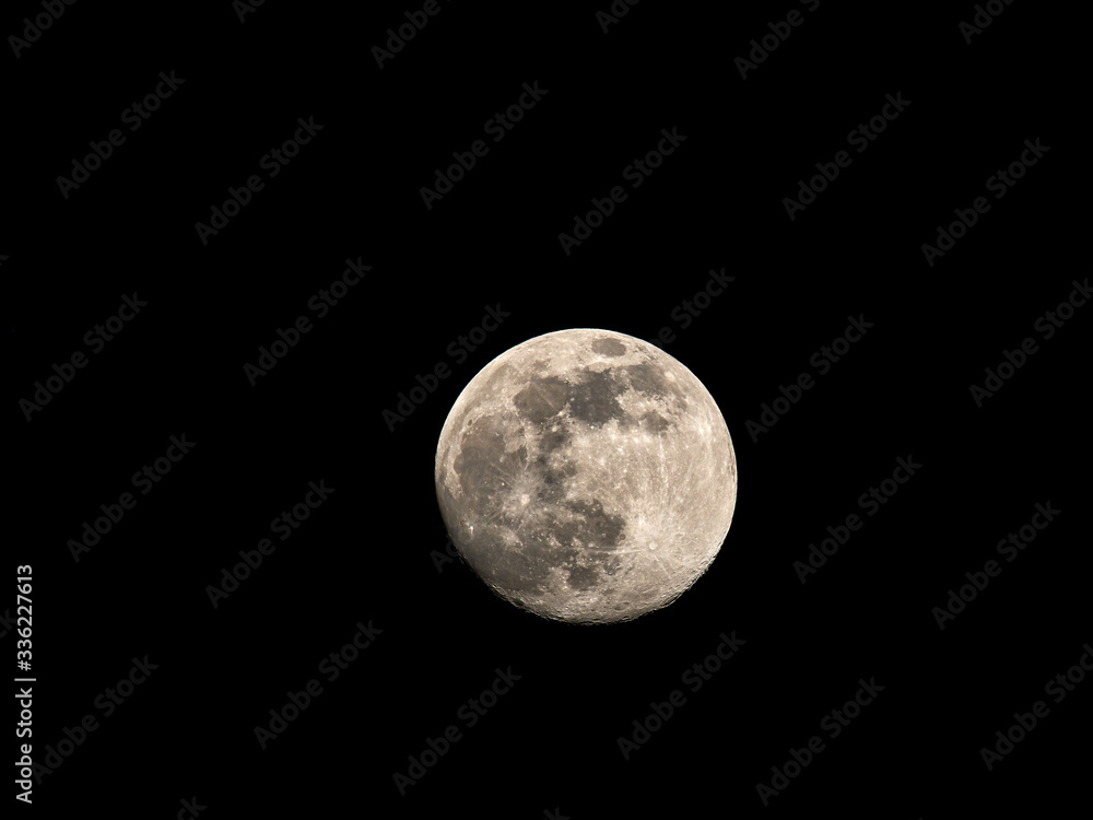 Tonights waxing Gibbous moon as seen from Wakefield Cemetary. The moon is 97% of a full moon ahead of Aprils Pink full moon. Wakefield, Yorkshire, 6th April 2020. Tonights waxing Gibbous moon as seen from Wakefield Cemetary. The moon is 97% of a full moon ahead of Aprils Pink full moon. Wakefield, Yorkshire, 6th April 2020.