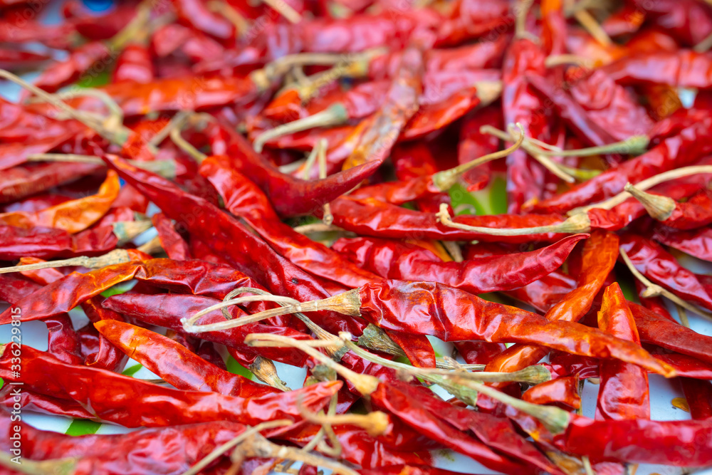 There are many dried peppers.