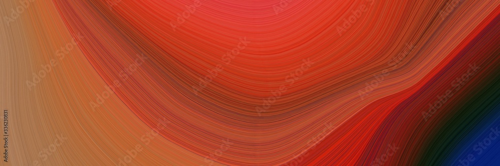 Naklejka premium modern landscape orientation graphic with waves. modern waves background design with sienna, very dark blue and peru color