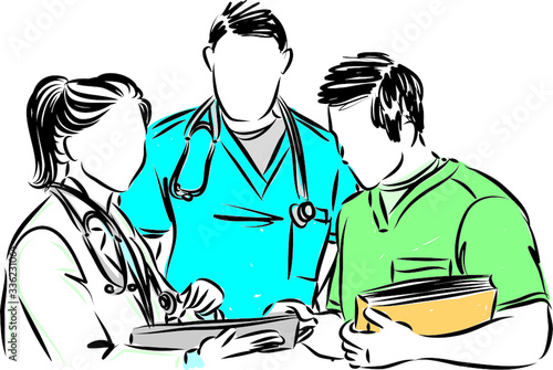 DOCTORS TALKING TOGETHER VECTOR ILLUSTRATION