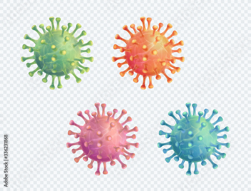 Coronavirus Covid-19 Vector 3d Realistic Illustration Set photo