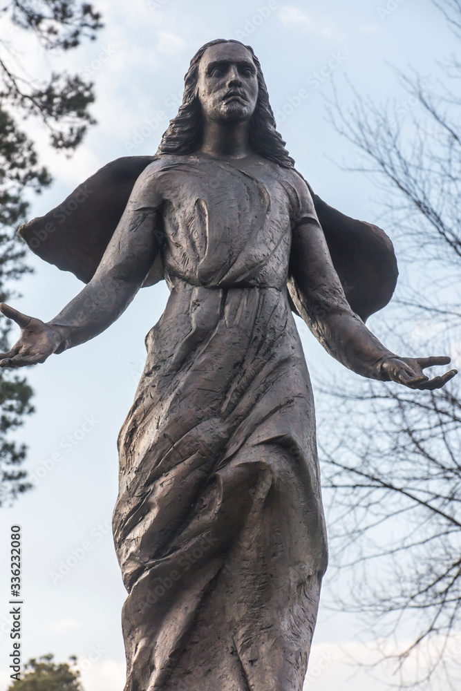 Lesniow, Zarki, Poland, 31 March 2019: Rosary Mysteries Surrounded by the Sanctuary Mother of God in Lesniow, Poland, Silesia Lesniow, Zarki, Poland, 31 March 2019: Rosary Mysteries Surrounded by the Sanctuary Mother of God in Lesniow, Poland, Silesia