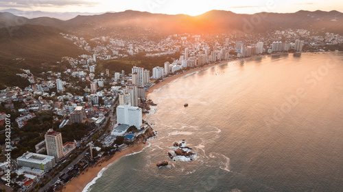 Acapulco hotel area drone shot