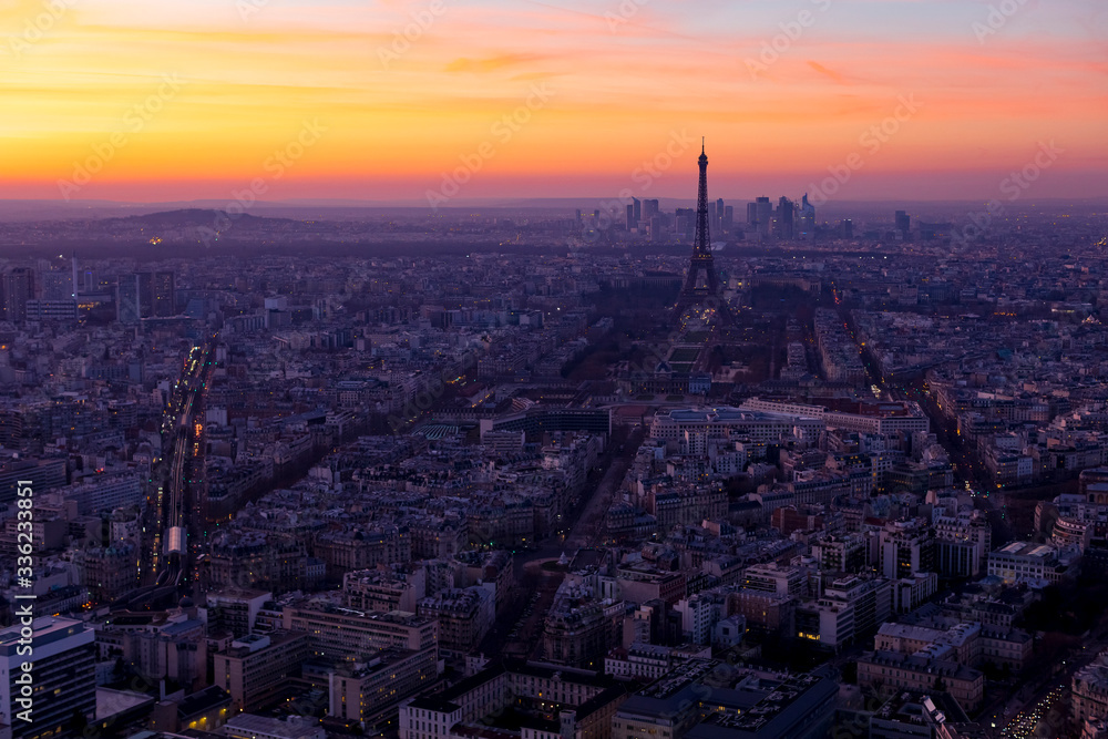 Paris cityscape at sunset. Eiffel tower. Paris cityscape at sunset. Eiffel tower.