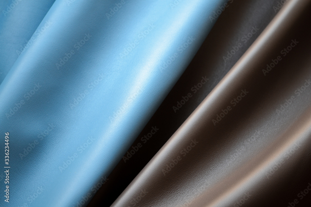 Fototapeta premium Brown and light blue soft leather texture background