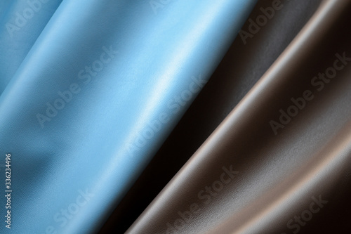 Brown and light blue soft leather texture background