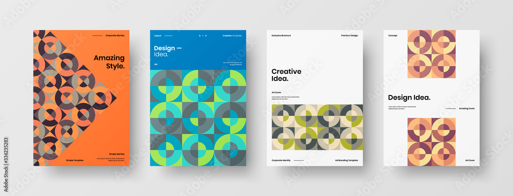 Company identity brochure template collection. Business presentation vector A4 vertical orientation front page mock up set. Corporate report cover abstract geometric illustration design layout bundle. Company identity brochure template collection. Business presentation vector A4 vertical orientation front page mock up set. Corporate report cover abstract geometric illustration design layout bundle.