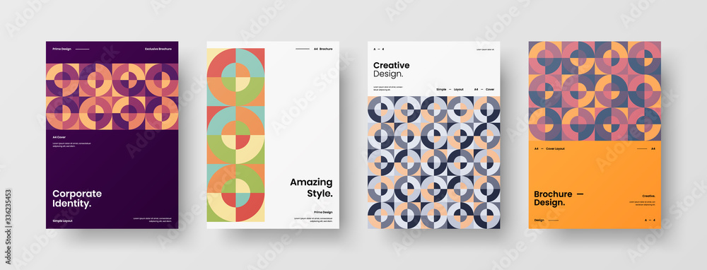 Company identity brochure template collection. Business presentation vector A4 vertical orientation front page mock up set. Corporate report cover abstract geometric illustration design layout bundle. Company identity brochure template collection. Business presentation vector A4 vertical orientation front page mock up set. Corporate report cover abstract geometric illustration design layout bundle.