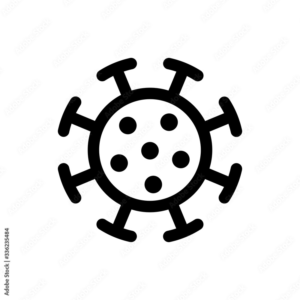 Coronavirus bacteria cell linear icon. 2019-nCoV novel corona virus outbreak line sign. Respiratory infection risk disease and covid-19 flu epidemic emblem. Vector black isolated illustration Coronavirus bacteria cell linear icon. 2019-nCoV novel corona virus outbreak line sign. Respiratory infection risk disease and covid-19 flu epidemic emblem. Vector black isolated illustration