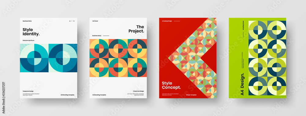 Company identity brochure template collection. Business presentation vector A4 vertical orientation front page mock up set. Corporate report cover abstract geometric illustration design layout bundle. Company identity brochure template collection. Business presentation vector A4 vertical orientation front page mock up set. Corporate report cover abstract geometric illustration design layout bundle.