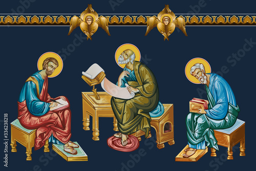 St. Apostles. Illustration in Byzantine style. Clip art set isolated