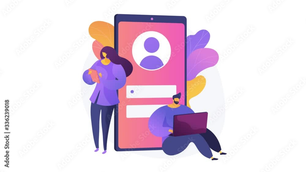 User verification. Unauthorized access prevention, private account authentication, cyber security. People entering login and password, safety measures. 4K seamless loop video animation footage. User verification. Unauthorized access prevention, private account authentication, cyber security. People entering login and password, safety measures. 4K seamless loop video animation footage.
