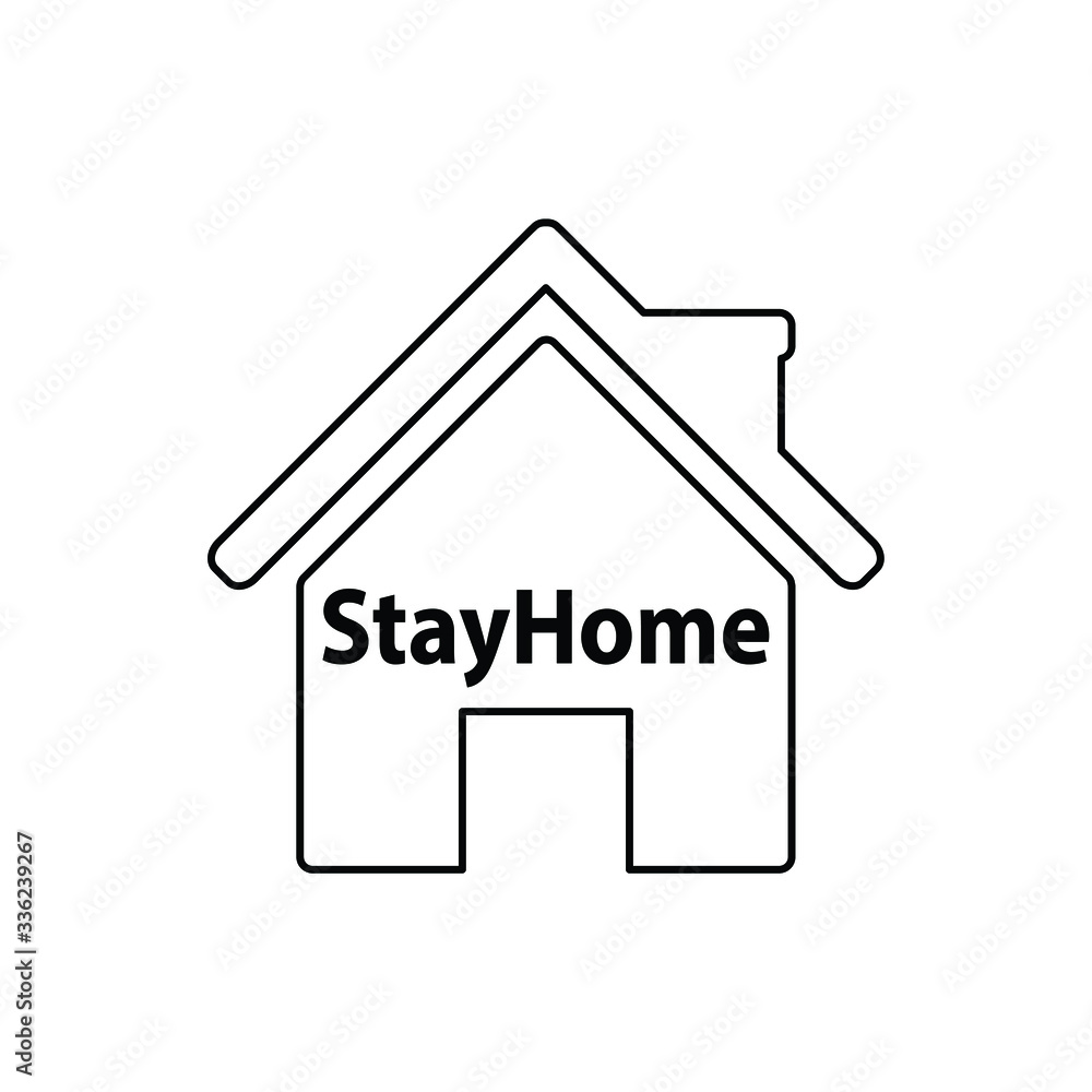 stay home icon  sign lockdown icon home icon with lock symbol quarantine 