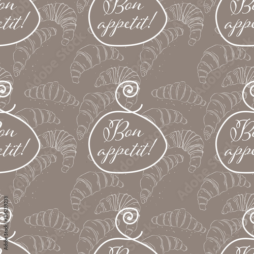Vector seamless pattern with contour baking on dark background