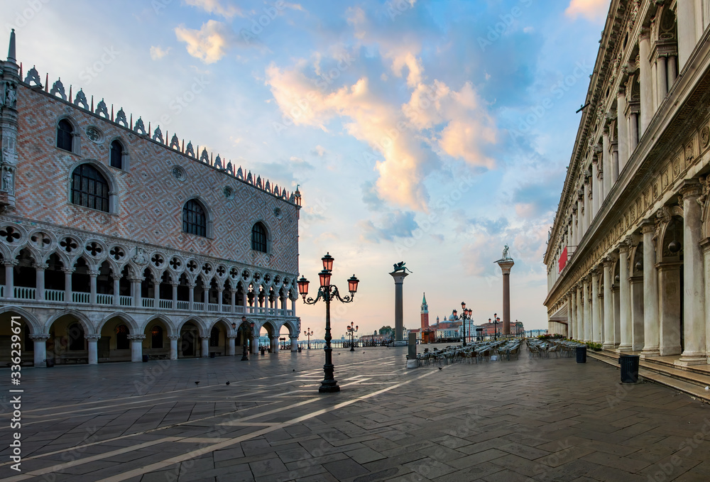 Empty San Marco Square in Venice, Italy