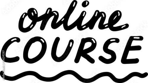 Online training, course, master class, hand drawn lettering calligraphy illustration. Vector eps brush trendy isolated on white background. 