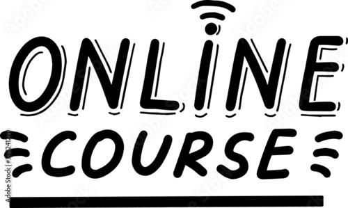 Online training, course, master class, hand drawn lettering calligraphy illustration. Vector eps brush trendy isolated on white background. 