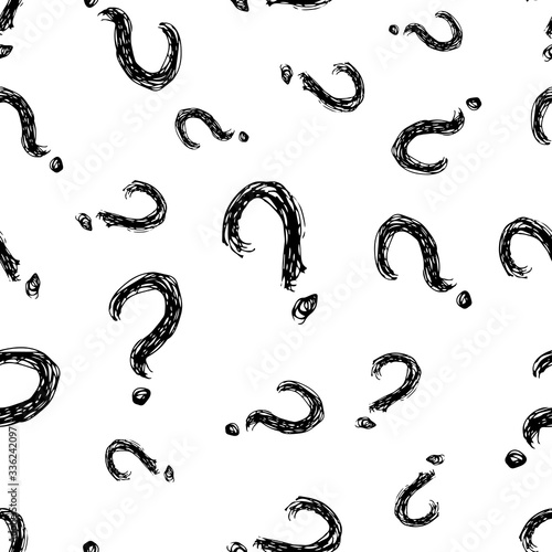 Seamless pattern with doodle question mark symbol