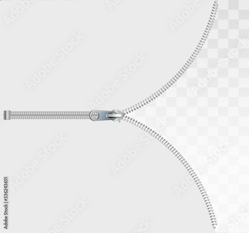 Sewing accessory zipper on a transparent background. Stock vector illustration.