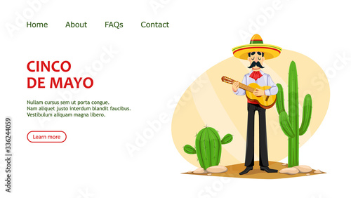 Mexican man in sombrero playing the guitar