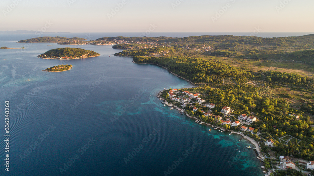 Aerial view of Korcula island landscape in Dalmatia, Croatia. Aerial view of Korcula island landscape in Dalmatia, Croatia.