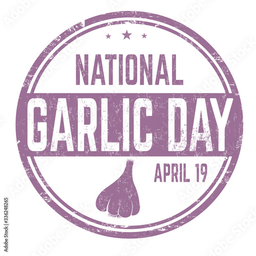 National garlic day grunge rubber stamp