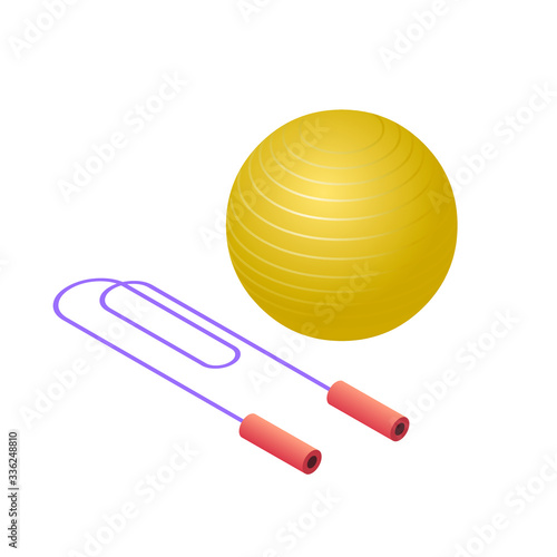 Vector isometric jump rope and fitness ball set for home sport exercises
