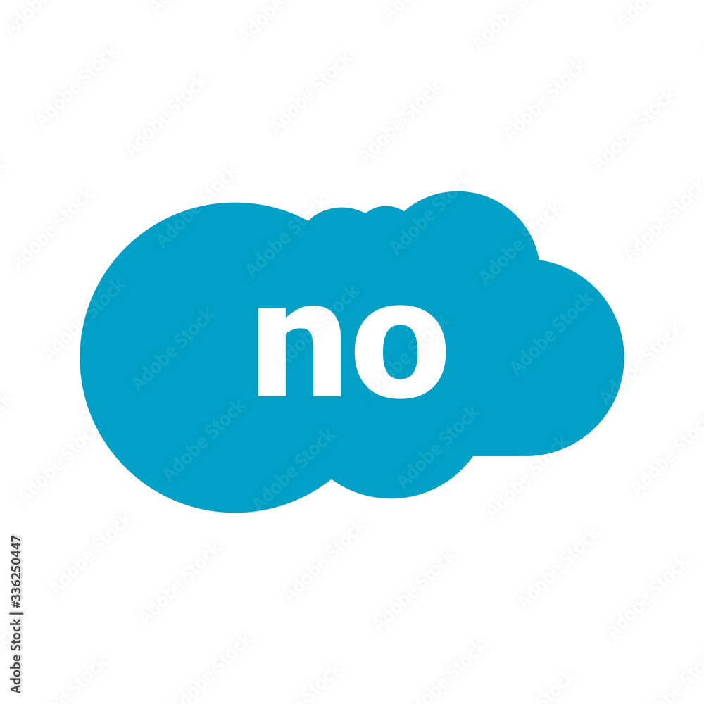 No word on talk shape. Blue and white color. No in speech bubble on white background. Design element for badge, sticker, mark, symbol icon and card chat No word on talk shape. Blue and white color. No in speech bubble on white background. Design element for badge, sticker, mark, symbol icon and card chat