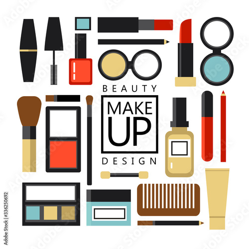 Flat icon of cosmetics product. Vector flat design of make up. Vector flat design of make up procedure. Make up. Make up elements. Make up vector details. Flat illustration of make up.