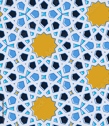 Eastern Islamic traditional mosaic.Seamless pattern.Vector illustration.