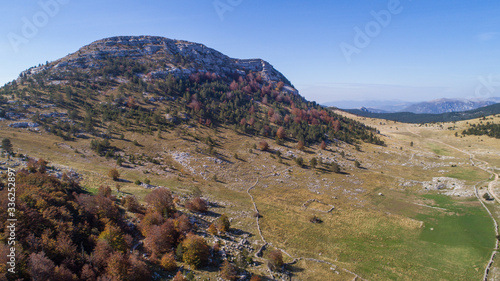 Aerial view of Dinara landscape near Knin, Dalmatia, Croatia.