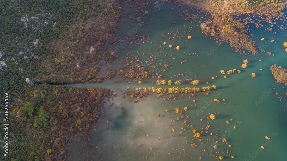 Aerial view of flooded valley near Ploce, Dalmatia, Croatia. Aerial view of flooded valley near Ploce, Dalmatia, Croatia.