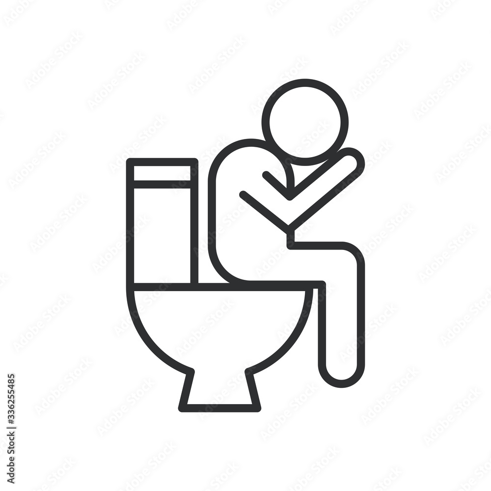 person with diarrhea covid19 symptom line style icon person with diarrhea covid19 symptom line style icon